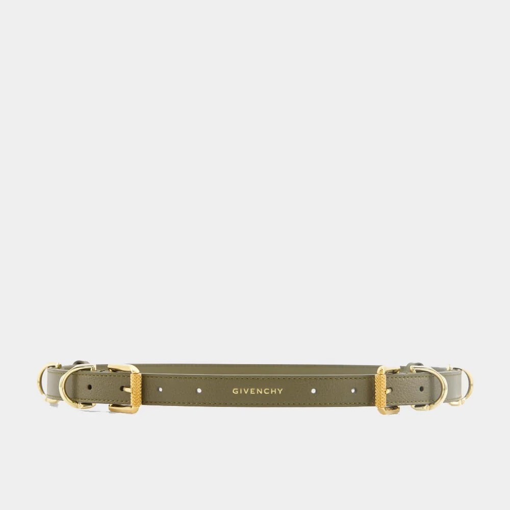 Givenchy Olive Green Leather Belt with Gold Hardware